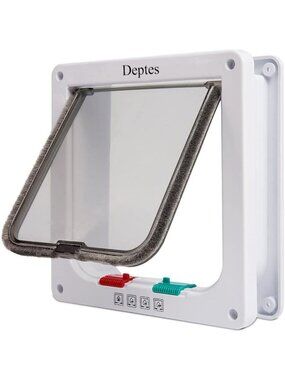 Medium 4-Way Locking Cat Door for Interior/Exterior Use - Pet Access Flap